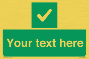 Custom green background, green square with tick sign